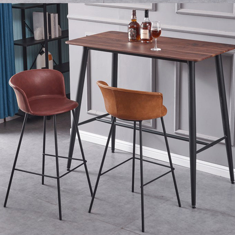 Restaurant Low Back Bar Stool Modern Leather Footrest Counter Height Stool