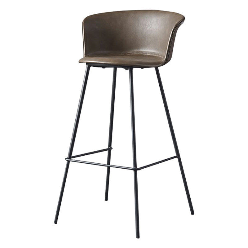 Restaurant Low Back Bar Stool Modern Leather Footrest Counter Height Stool