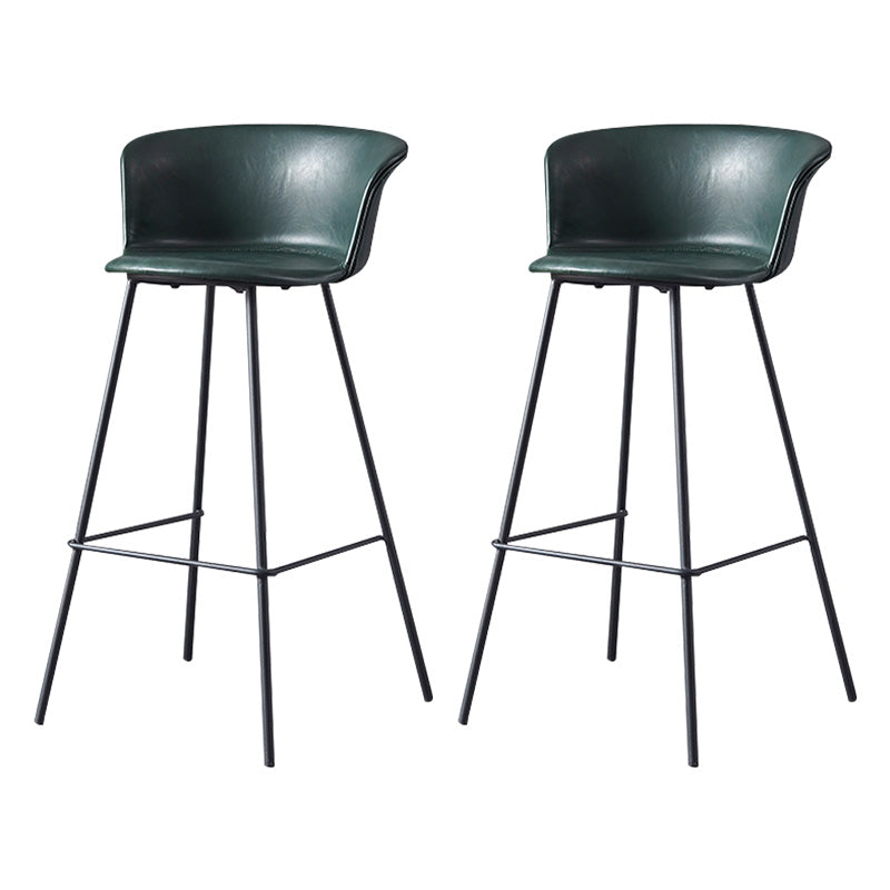 Restaurant Low Back Bar Stool Modern Leather Footrest Counter Height Stool