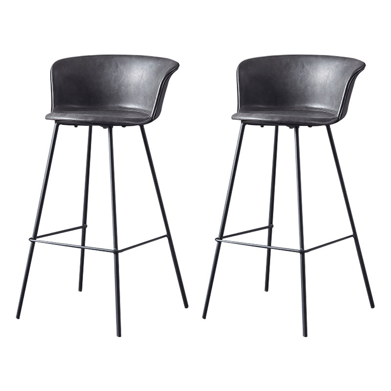 Restaurant Low Back Bar Stool Modern Leather Footrest Counter Height Stool