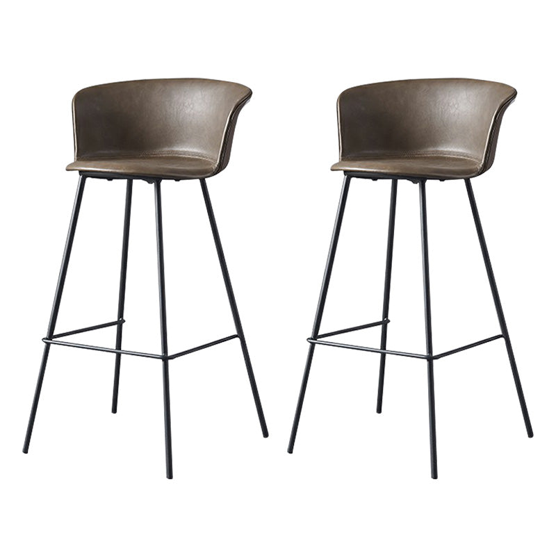 Restaurant Low Back Bar Stool Modern Leather Footrest Counter Height Stool