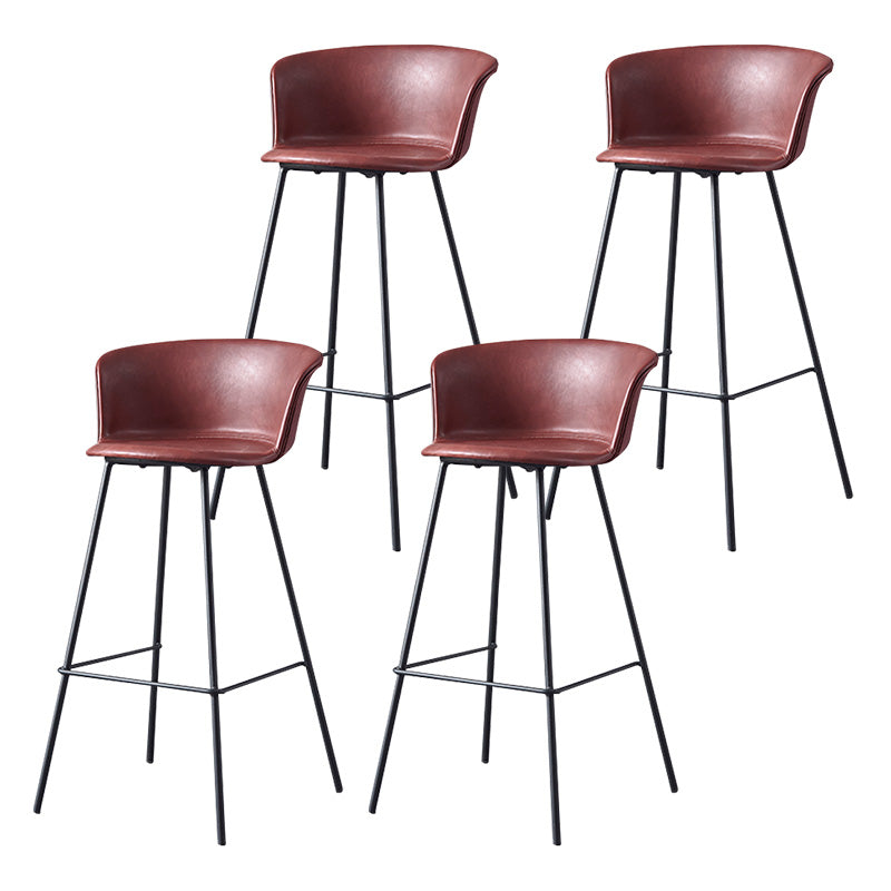 Restaurant Low Back Bar Stool Modern Leather Footrest Counter Height Stool