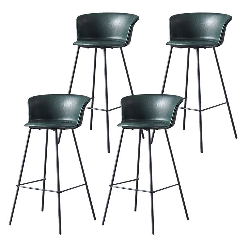 Restaurant Low Back Bar Stool Modern Leather Footrest Counter Height Stool