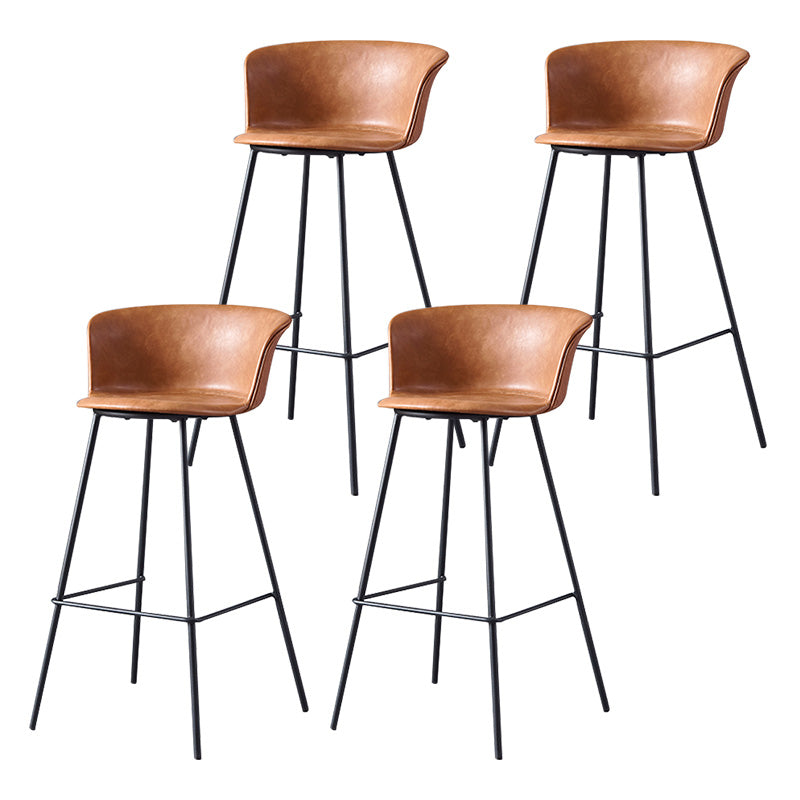 Restaurant Low Back Bar Stool Modern Leather Footrest Counter Height Stool