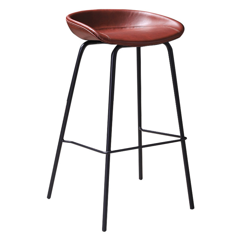 Barhocker aus Metall im Vintage-Stil mit niedriger Rückenlehne und Riemenpedal, 30-Zoll-Barhocker