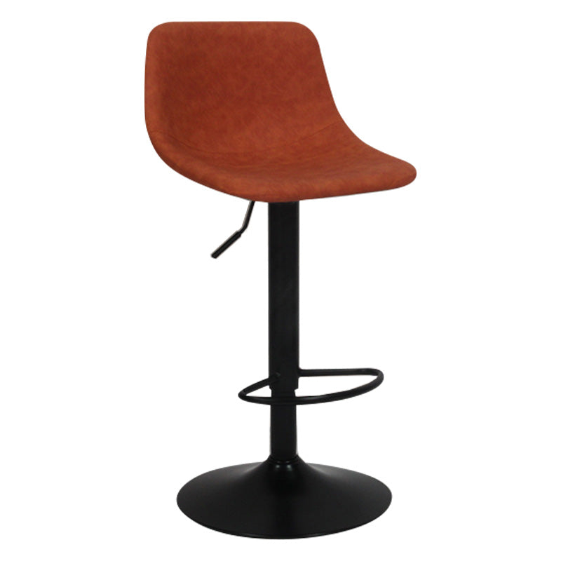 Taburete de bar de metal contemporáneo con respaldo para interior con asiento de cuero