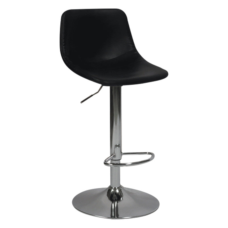 Taburete de bar de metal contemporáneo con respaldo para interior con asiento de cuero