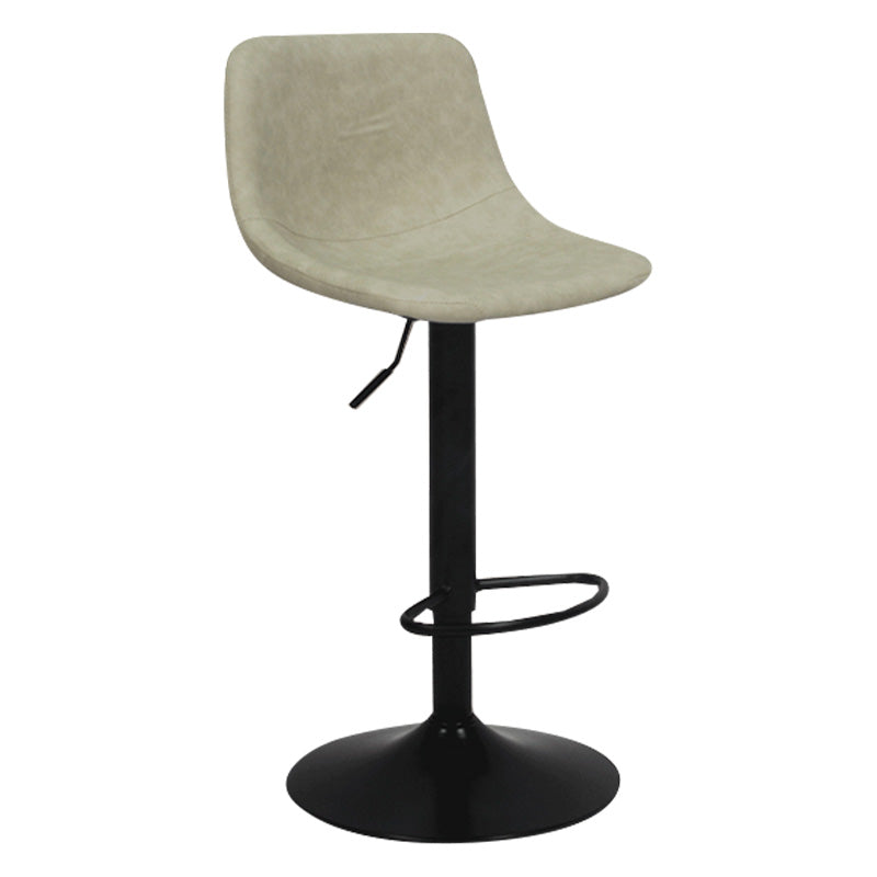 Taburete de bar de metal contemporáneo con respaldo para interior con asiento de cuero