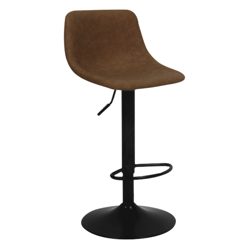 Taburete de bar de metal contemporáneo con respaldo para interior con asiento de cuero