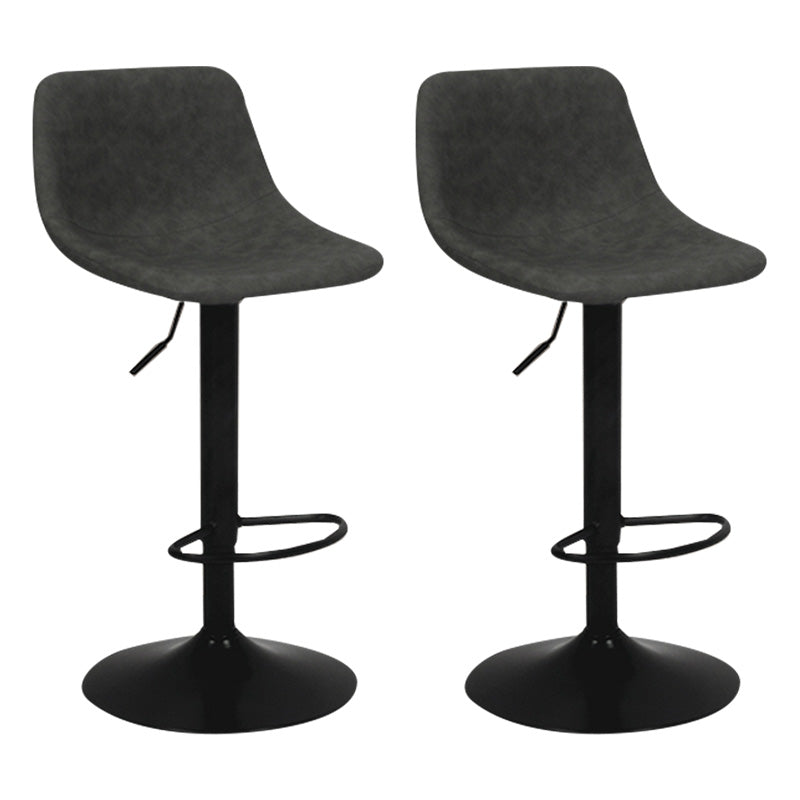 Taburete de bar de metal contemporáneo con respaldo para interior con asiento de cuero