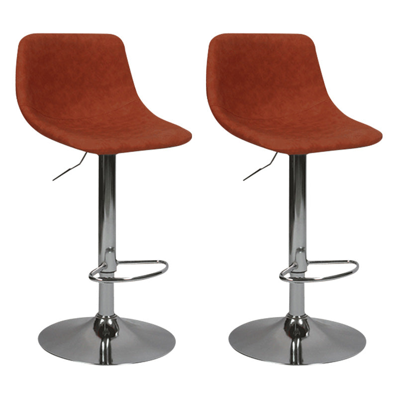 Taburete de bar de metal contemporáneo con respaldo para interior con asiento de cuero