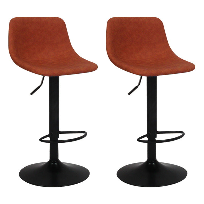 Taburete de bar de metal contemporáneo con respaldo para interior con asiento de cuero