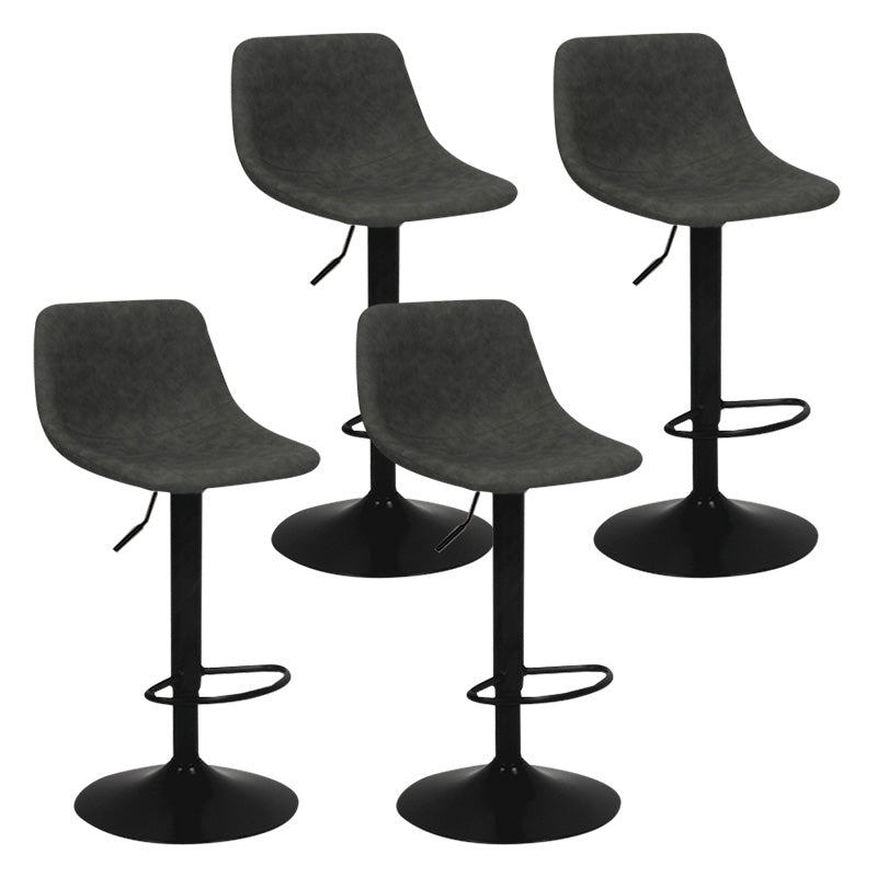 Taburete de bar de metal contemporáneo con respaldo para interior con asiento de cuero