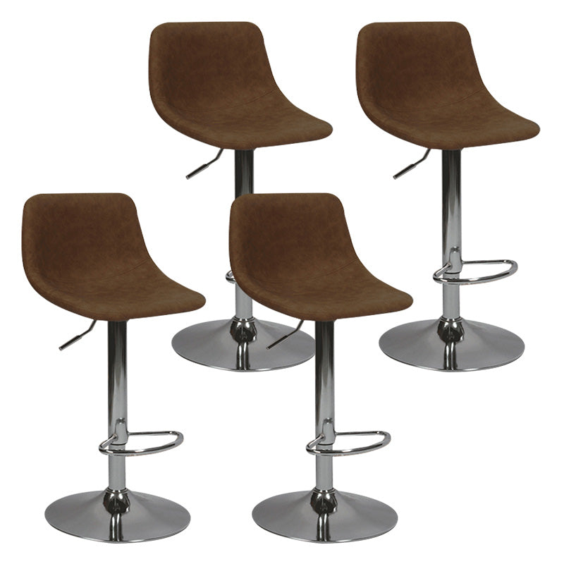 Taburete de bar de metal contemporáneo con respaldo para interior con asiento de cuero