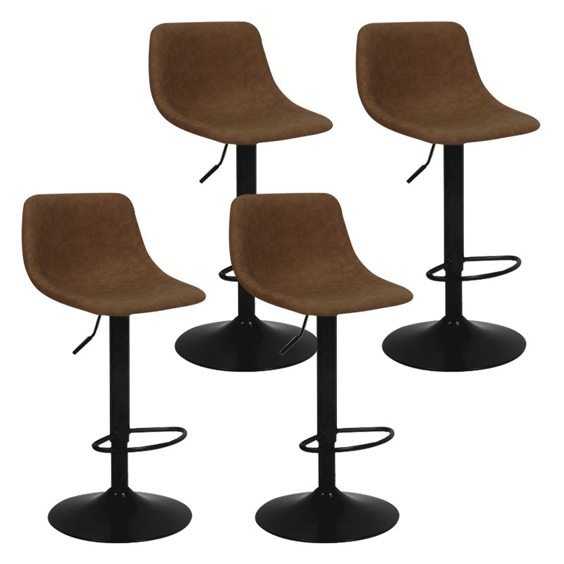 Taburete de bar de metal contemporáneo con respaldo para interior con asiento de cuero