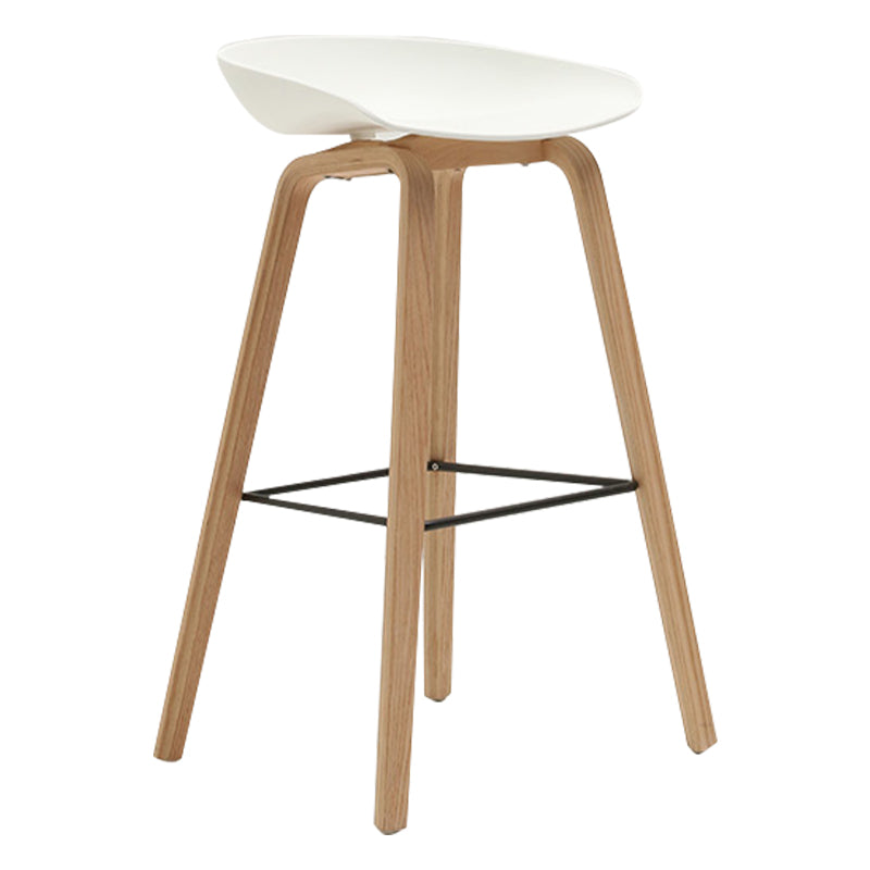 Modern Beech Bar Stool Backrest Bucket Counter Height Stool with Plastic Seat