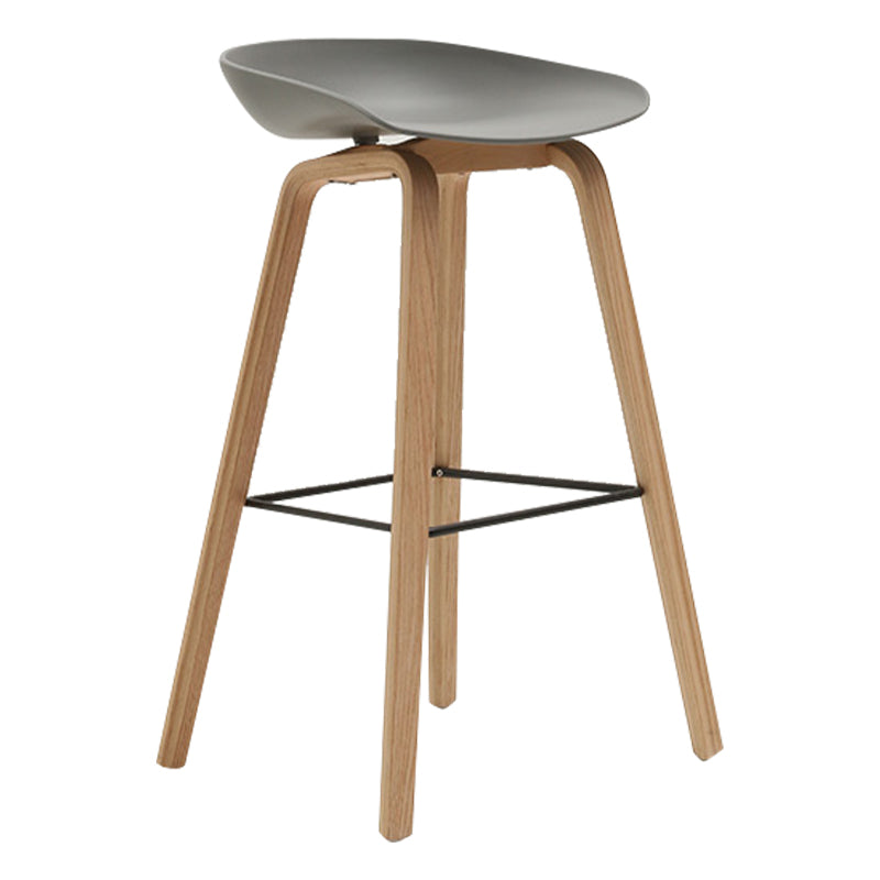 Modern Beech Bar Stool Backrest Bucket Counter Height Stool with Plastic Seat