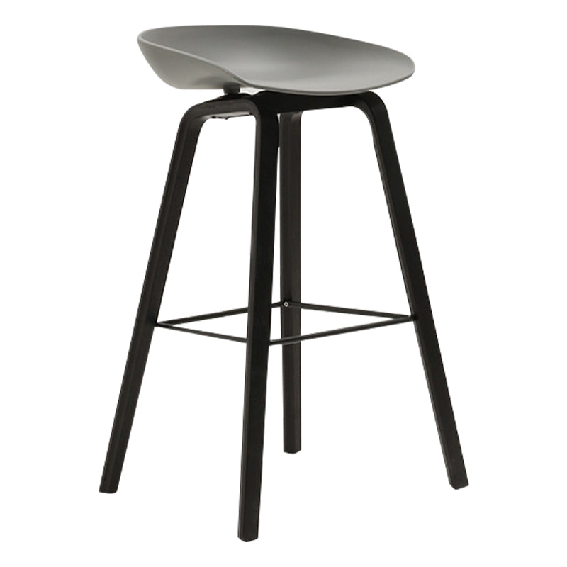 Modern Beech Bar Stool Backrest Bucket Counter Height Stool with Plastic Seat