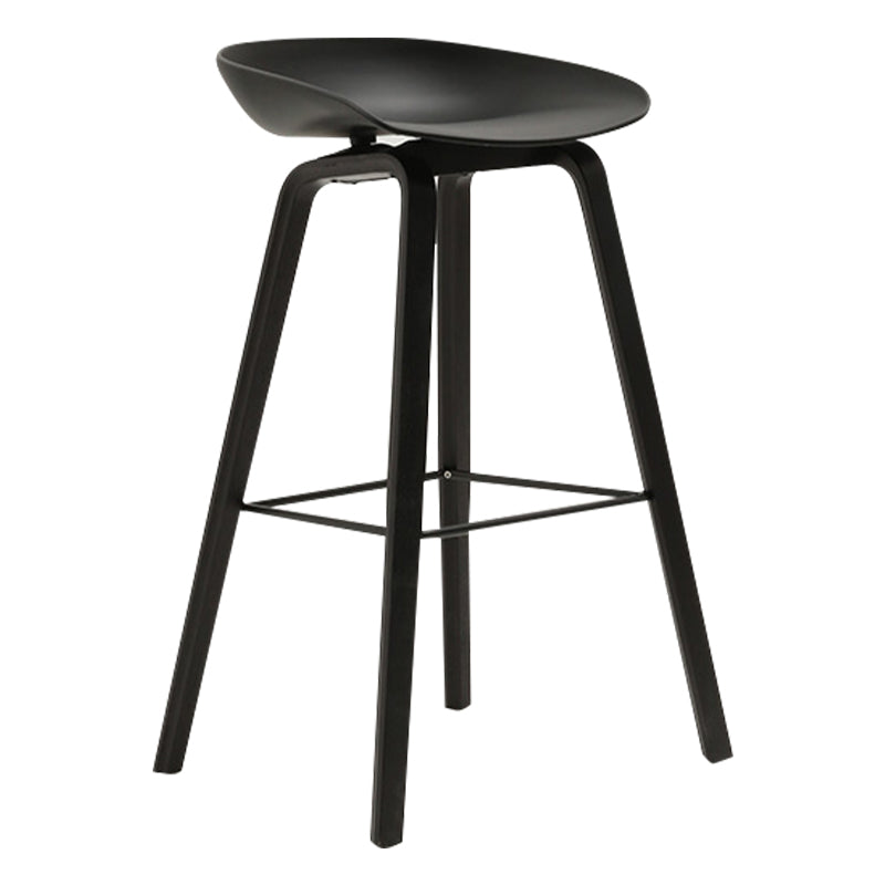 Modern Beech Bar Stool Backrest Bucket Counter Height Stool with Plastic Seat
