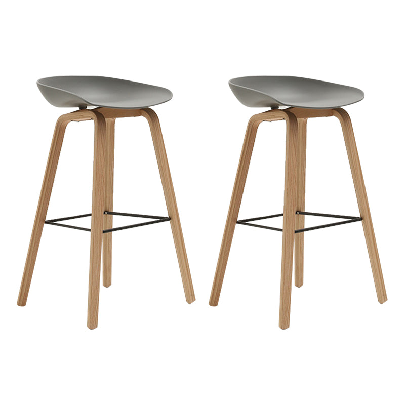Modern Beech Bar Stool Backrest Bucket Counter Height Stool with Plastic Seat