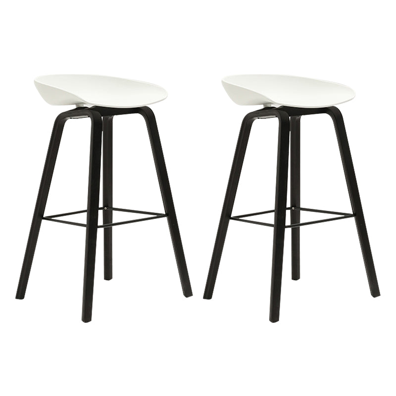 Modern Beech Bar Stool Backrest Bucket Counter Height Stool with Plastic Seat