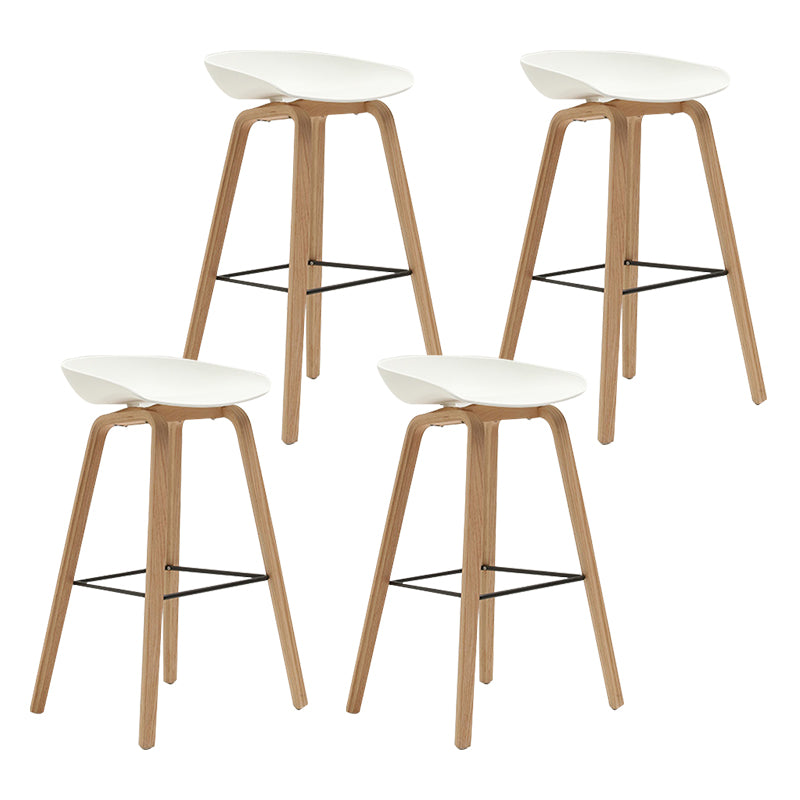 Modern Beech Bar Stool Backrest Bucket Counter Height Stool with Plastic Seat