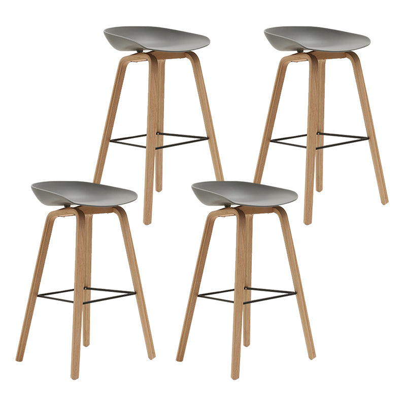 Modern Beech Bar Stool Backrest Bucket Counter Height Stool with Plastic Seat