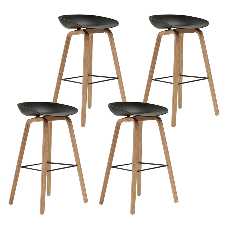 Modern Beech Bar Stool Backrest Bucket Counter Height Stool with Plastic Seat