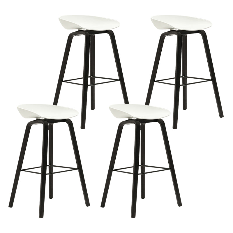 Modern Beech Bar Stool Backrest Bucket Counter Height Stool with Plastic Seat