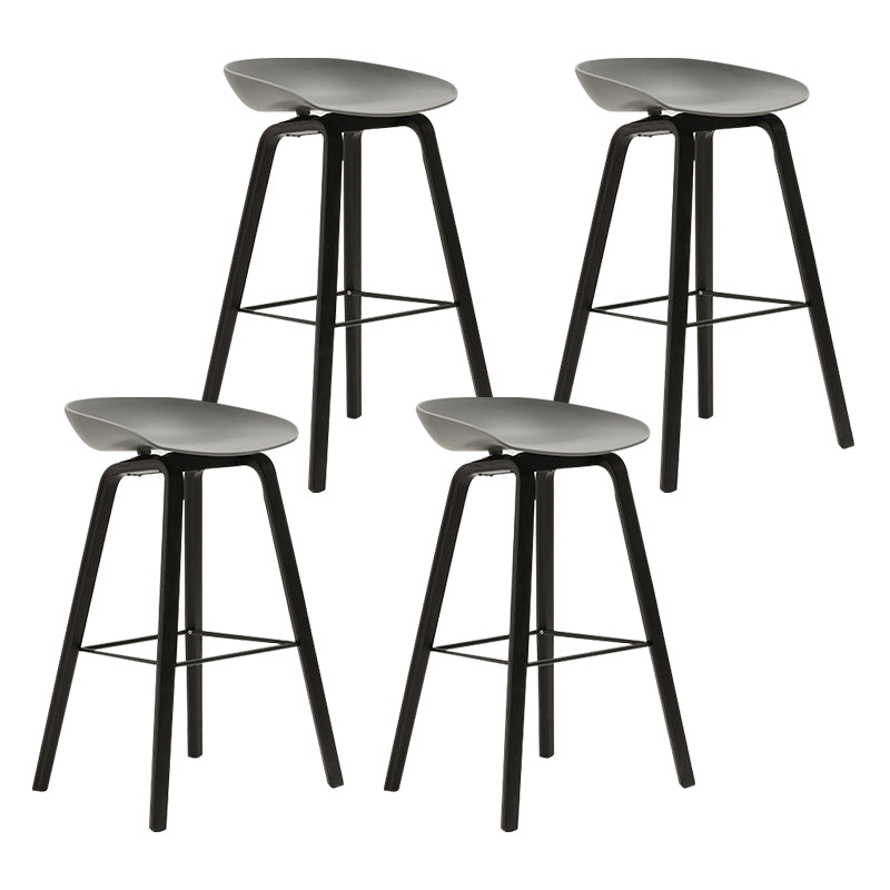 Modern Beech Bar Stool Backrest Bucket Counter Height Stool with Plastic Seat