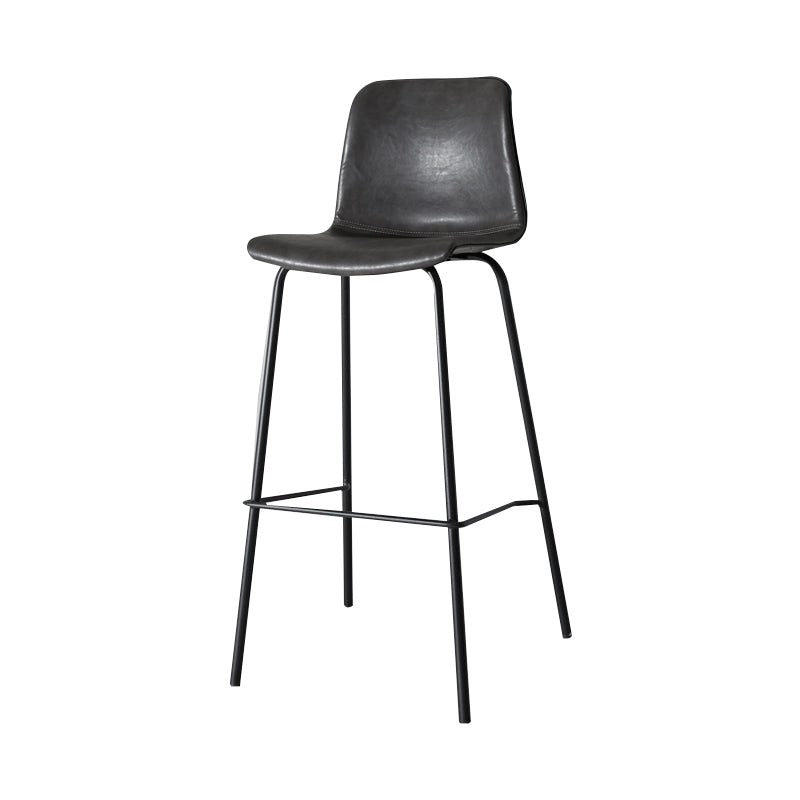 Barhocker mit Fußstütze und niedriger Rückenlehne, Eimer, moderner Leder-Barhocker für den Innenbereich