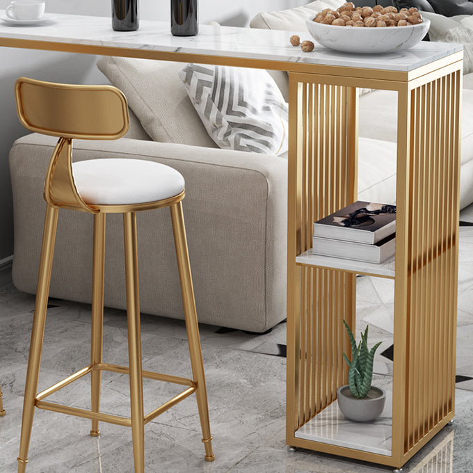 Modern Marble Bistro Bar Table Storage Rectangle Pub Height Dining Table