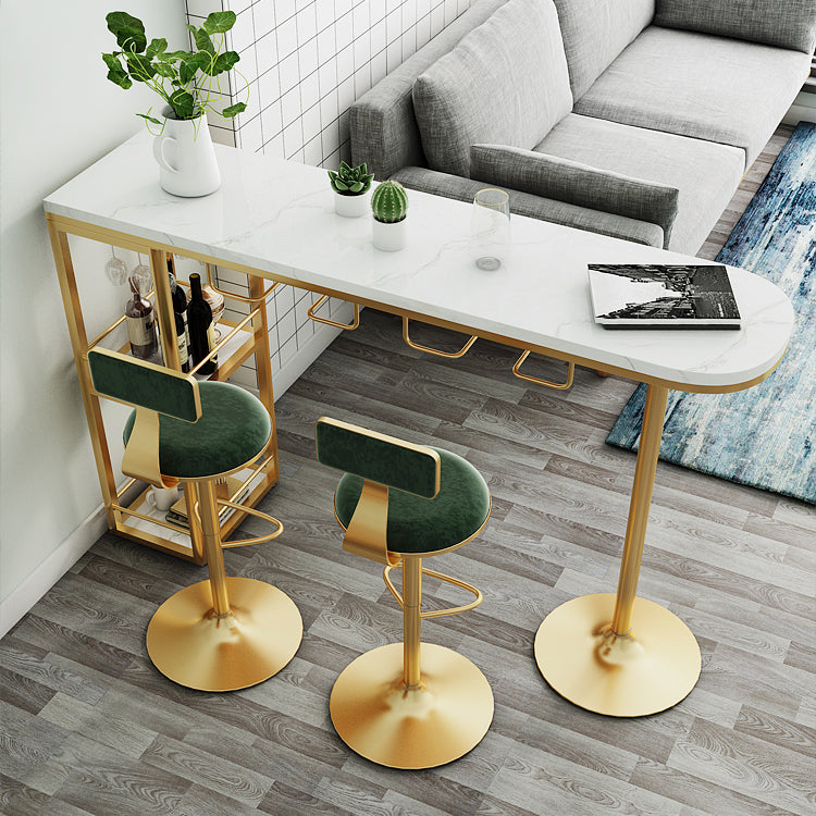 Mesa de barra de cóctel de doble pedestal almacenamiento glamoroso de contabilidad ovalada mesa de pub, solo mesa