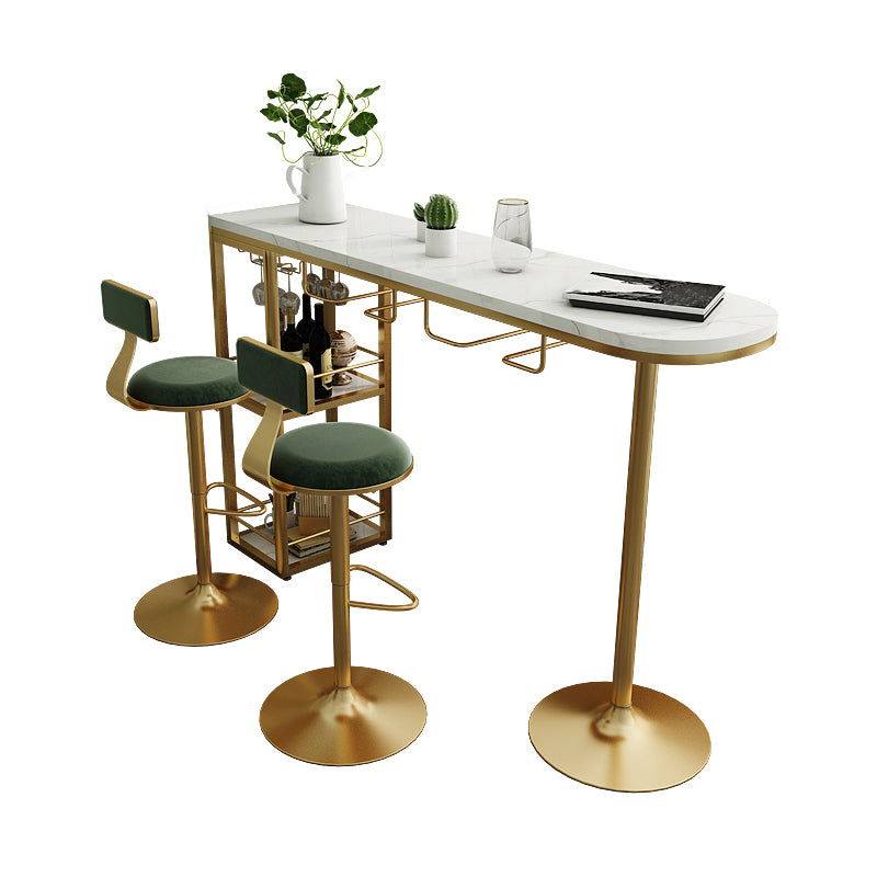 Mesa de barra de cóctel de doble pedestal almacenamiento glamoroso de contabilidad ovalada mesa de pub, solo mesa