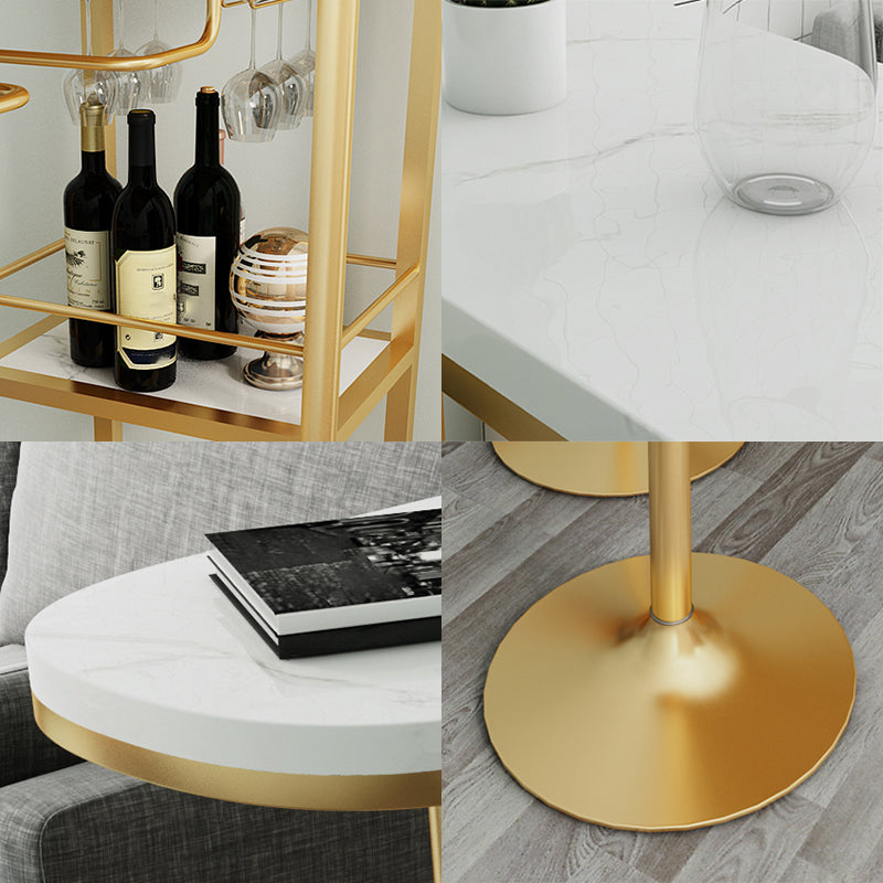 Mesa de barra de cóctel de doble pedestal almacenamiento glamoroso de contabilidad ovalada mesa de pub, solo mesa