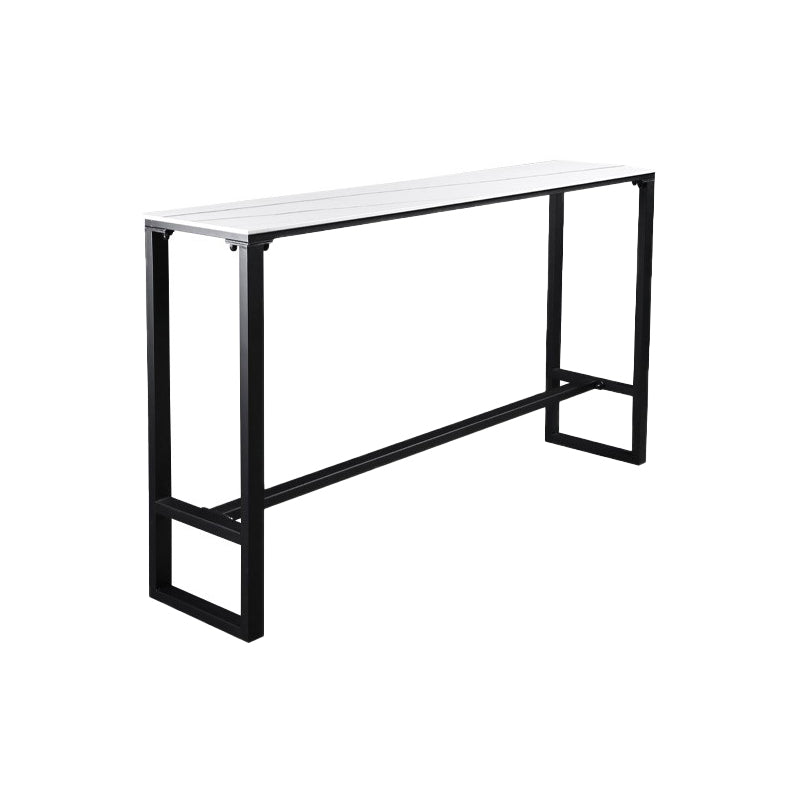 Modern Rectangle Footrest Event and Cocktail Table Black Slate Patio Bar Table