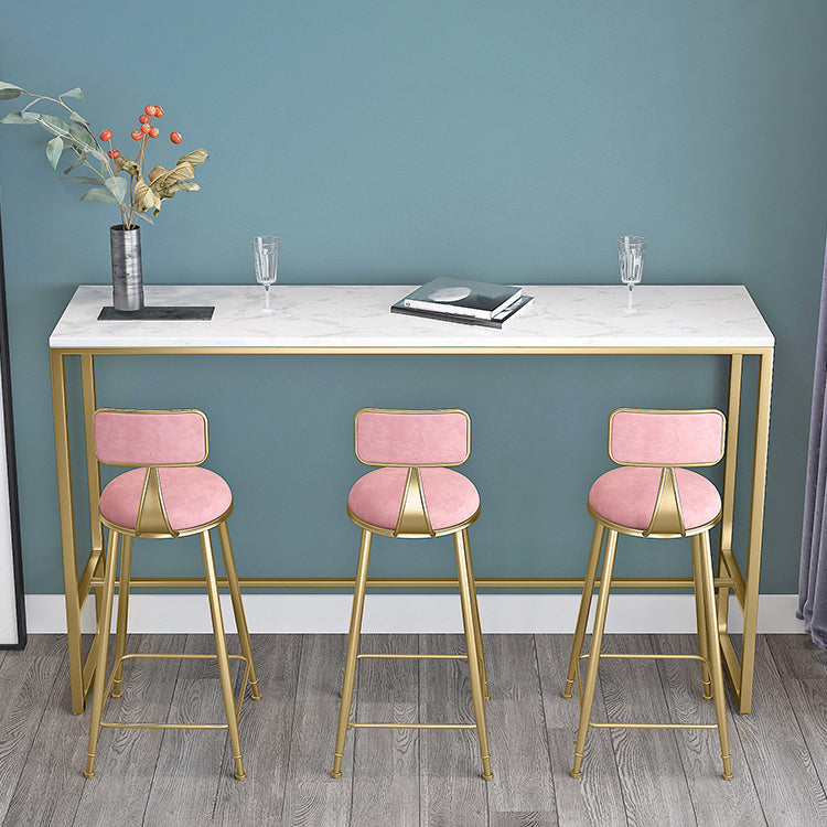 Living Room Bar Dining Table Gold Footrest Trestle Pub Height Dining Table, Only Table