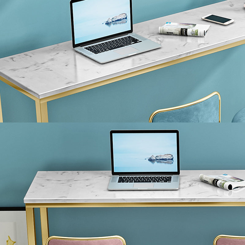 Living Room Bar Dining Table Gold Footrest Trestle Pub Height Dining Table, Only Table