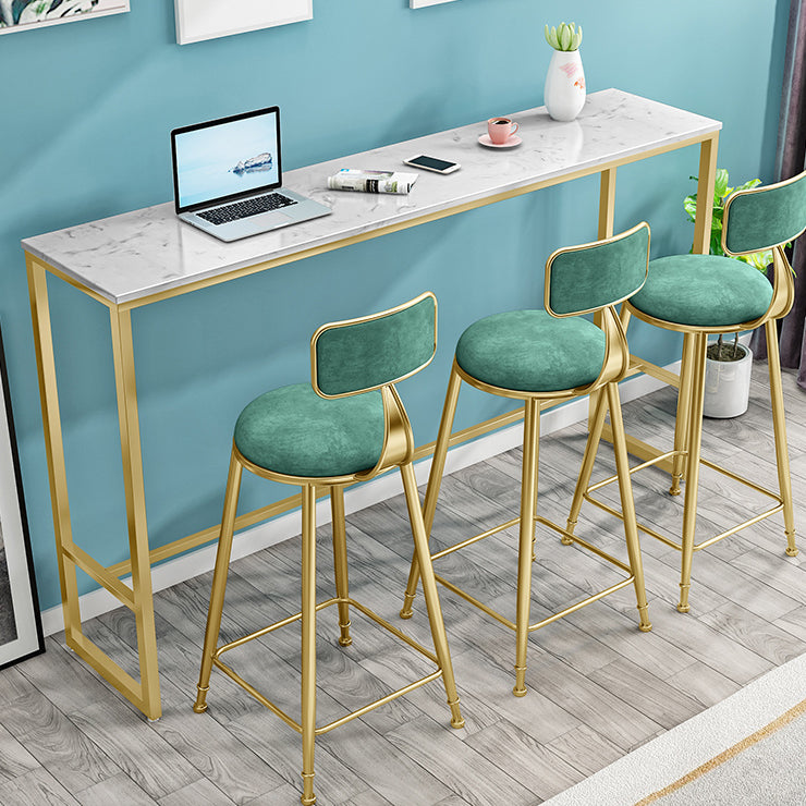 Living Room Bar Dining Table Gold Footrest Trestle Pub Height Dining Table, Only Table