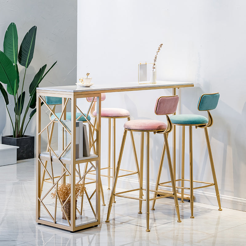 Modern Stone Double Pedestal Cocktail Bar Table Rectangle Storage Bistro Bar Desk