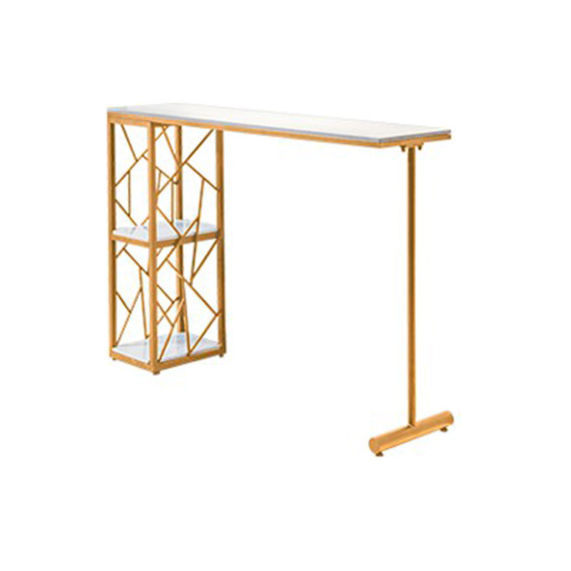 Modern Stone Double Pedestal Cocktail Bar Table Rectangle Storage Bistro Bar Desk