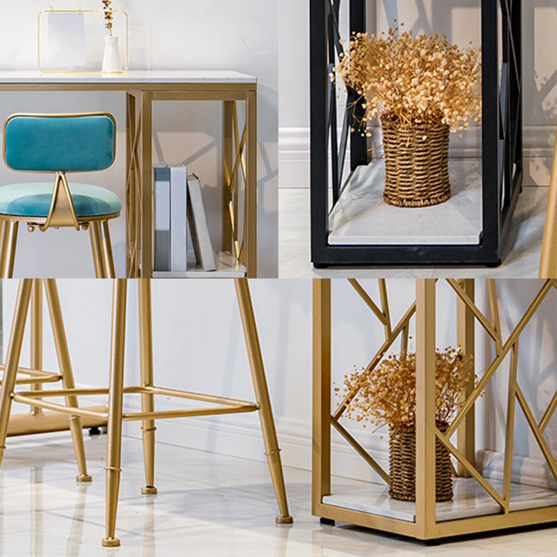 Modern Stone Double Pedestal Cocktail Bar Table Rectangle Storage Bistro Bar Desk