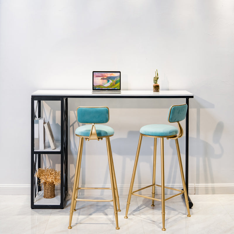 Modern Stone Double Pedestal Cocktail Bar Table Rectangle Storage Bistro Bar Desk