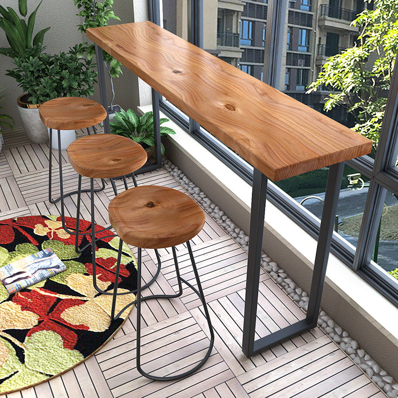 Modern Solid Wood Pub/Bar Table Sled Natural Balcony Bar Dining Table, Only Table