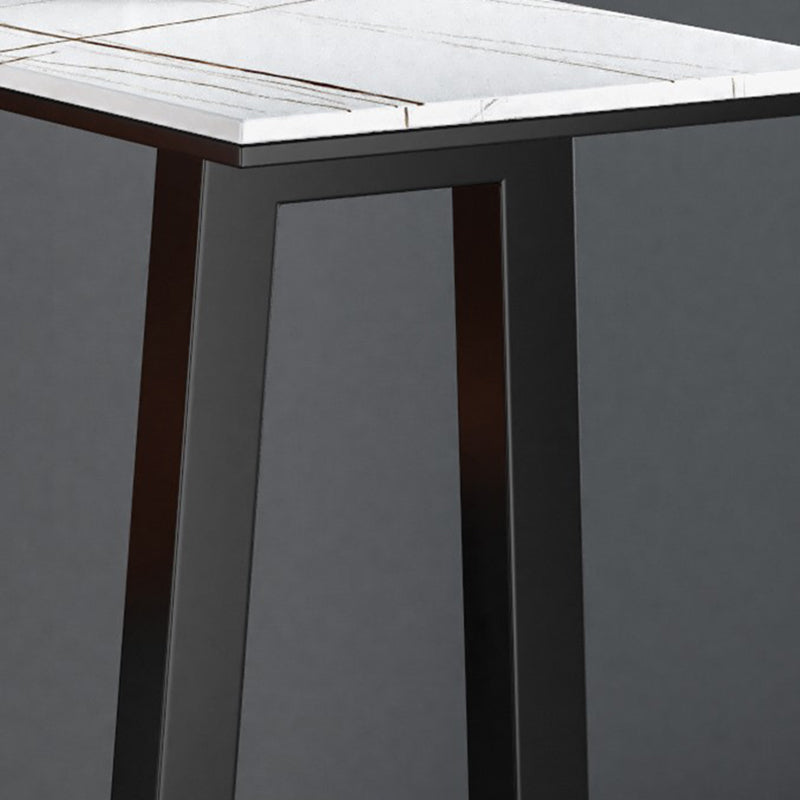 Modern Rectangle Metal Pub Table Double Pedestal Bar Height Cocktail Table