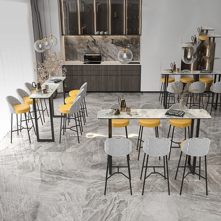 Sled Rectangle Stone Bar Stool Table Modern Indoor Fixed Table Patio Bar Table