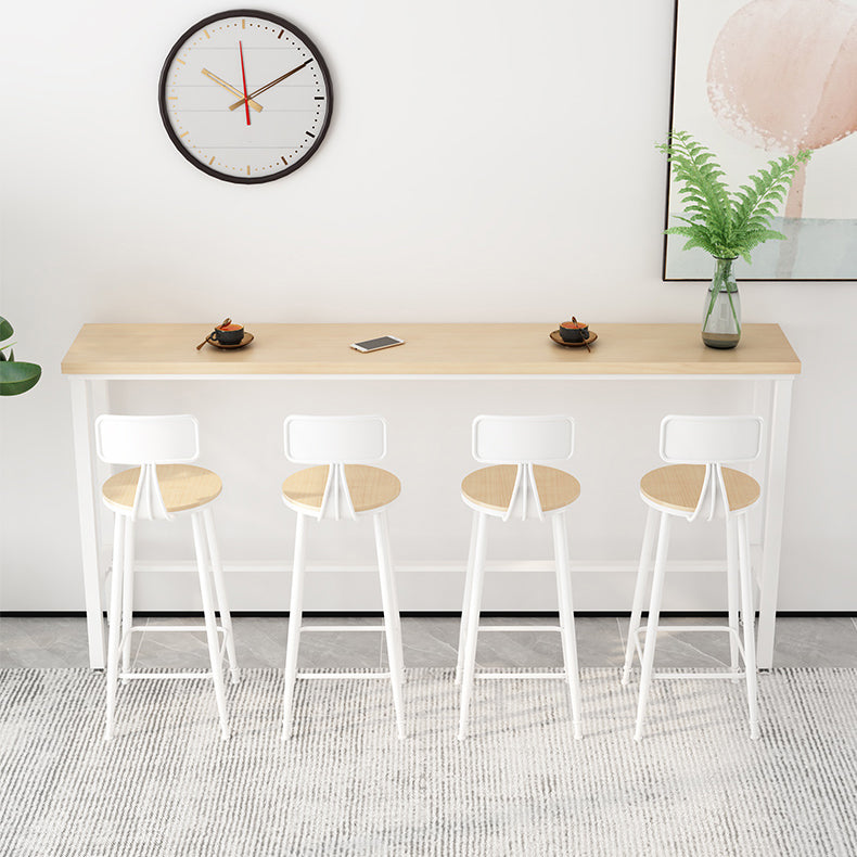 Modern Natural Bistro Bar Height Cocktail Table Rectangle Trestle Bistro Table