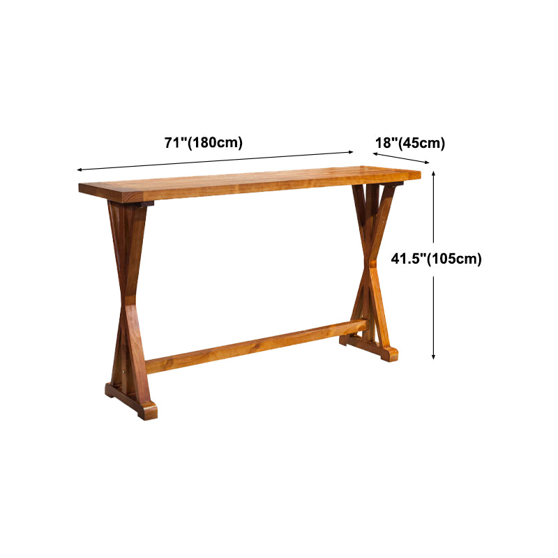 Modern Rectangle Bar Dining Table Wood Trestle Bar Height Cocktail Table 42-Inch Top