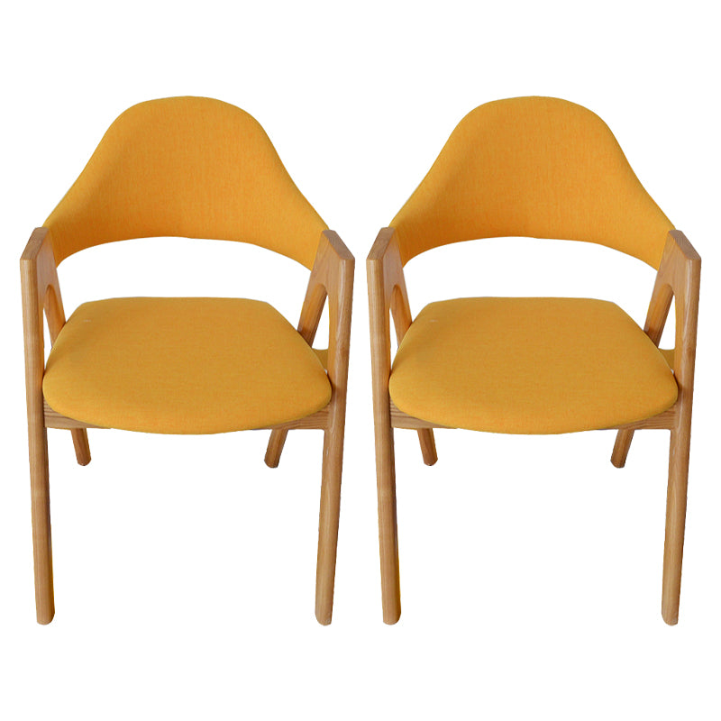 Fauteuils de salle à manger modernes Fauteuil rembourré avec pieds en bois (Ensemble de 2)