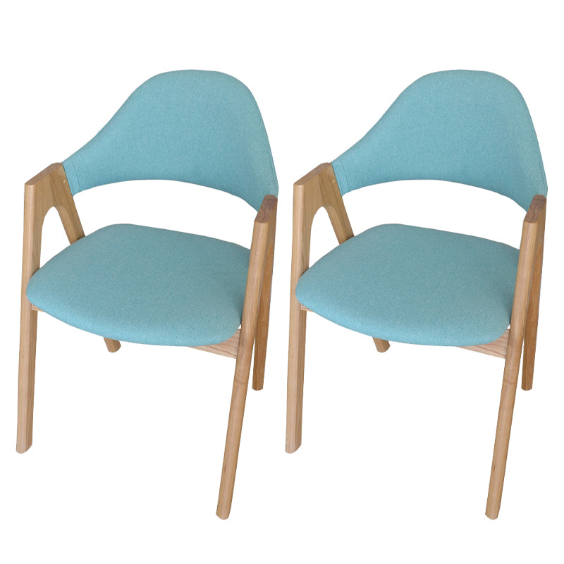 Sillas de comedor modernas Sillón tapizado con patas de madera (juego de 2)